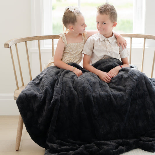 ZIPPERED PATTERNED FAUX FUR THROW BLANKETS