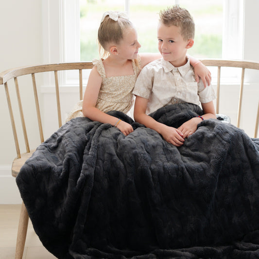 ZIPPERED PATTERNED FAUX FUR XL THROW BLANKETS